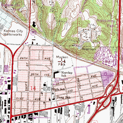 Topographic Map of Macken Park, MO
