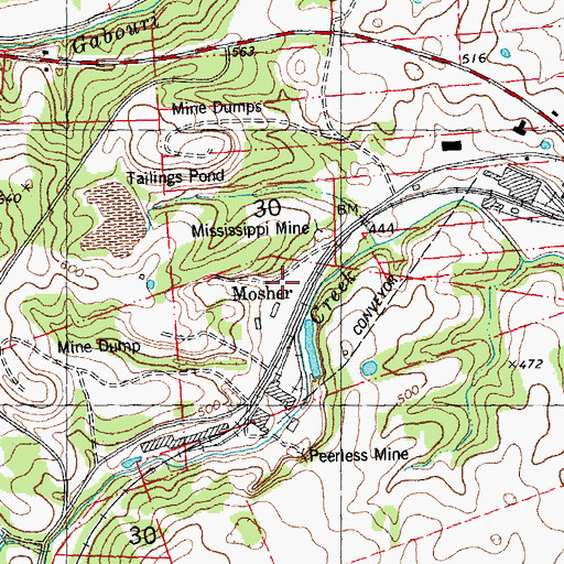 Topographic Map of Mosher, MO