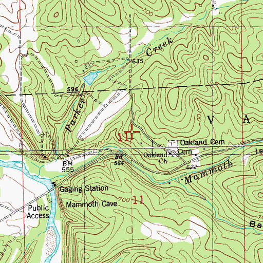 Topographic Map of Mammoth School, MO