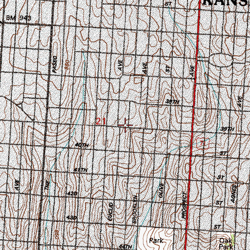 Topographic Map of Mann School (historical), MO