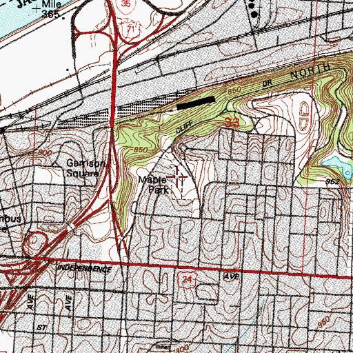 Topographic Map of Maple Park, MO