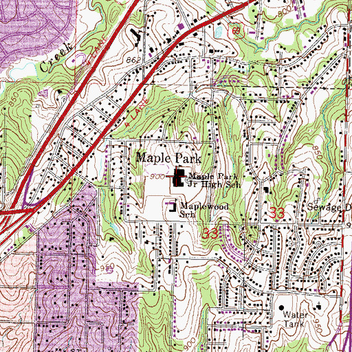 Topographic Map of Maple Park Junior High School, MO