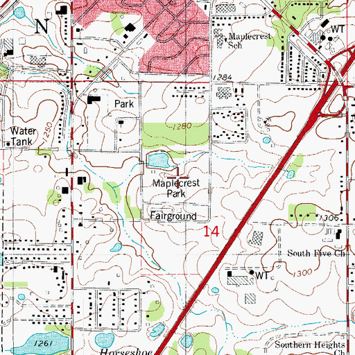 Topographic Map of Maplecrest Park, MO