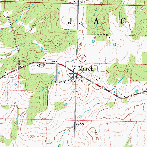 Topographic Map of March, MO
