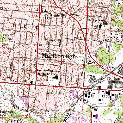 Topographic Map of Marlborough, MO
