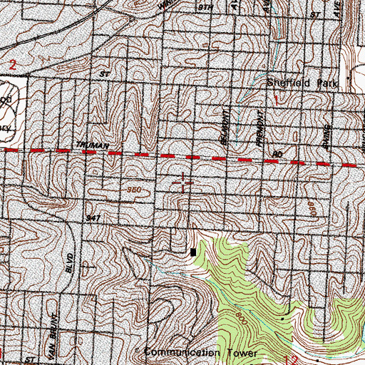 Topographic Map of McCoy Elementary School, MO