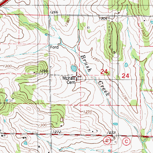 Topographic Map of McFall Cemetery, MO