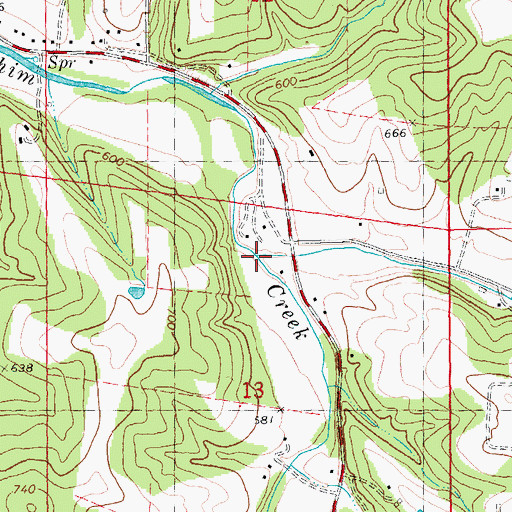 Topographic Map of McMullen Branch, MO