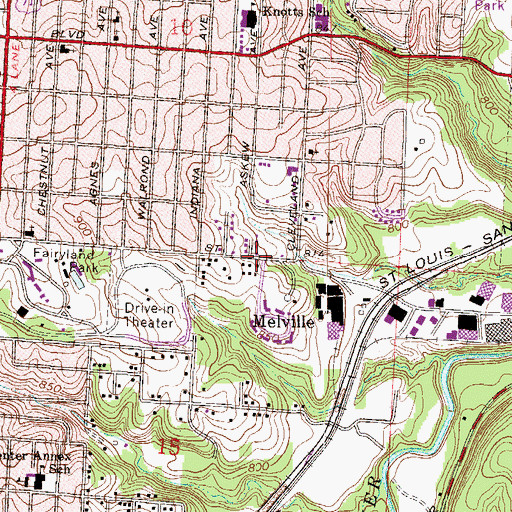 Topographic Map of Melville, MO