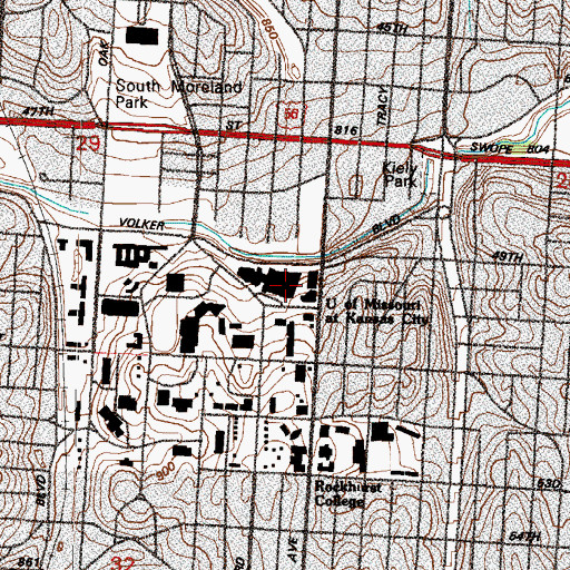 Topographic Map of Menorah Hospital (historical), MO