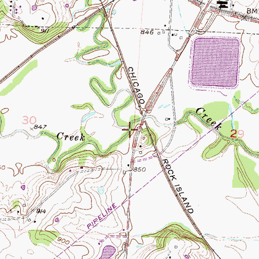 Topographic Map of Middle Big Creek, MO