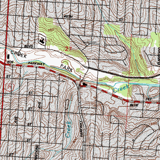 Topographic Map of Mill Creek, MO