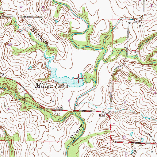 Topographic Map of Miller Lake, MO
