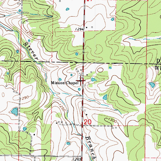 Topographic Map of Mission Chapel, MO