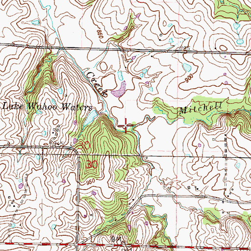 Topographic Map of Mitchell Branch, MO
