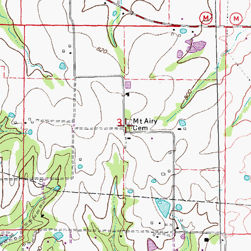 Topographic Map of Mount Airy Cemetery, MO