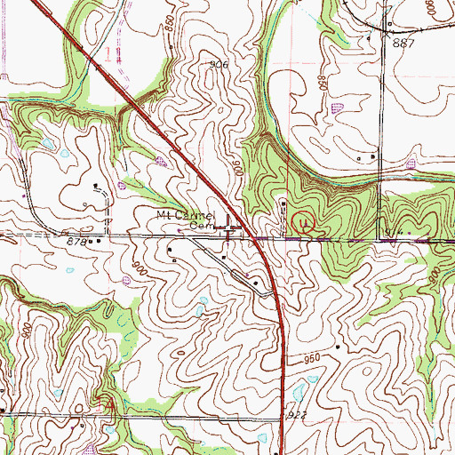 Topographic Map of Mount Carmel Cemetery, MO