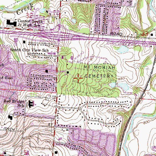 Topographic Map of Mount Moriah Cemetery, MO