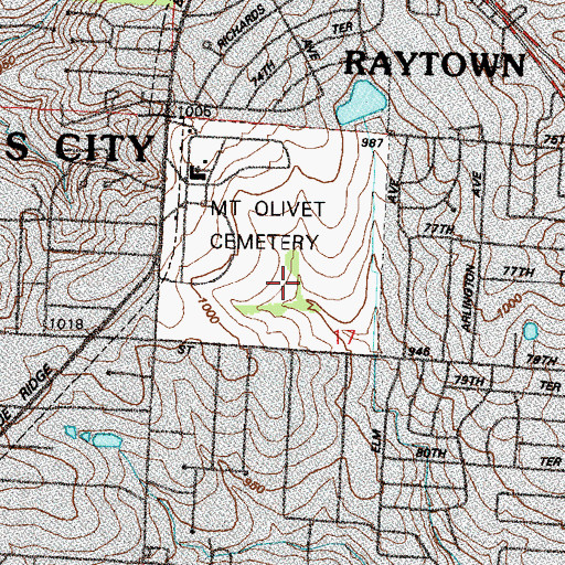 Topographic Map of Mount Olivet Cemetery, MO
