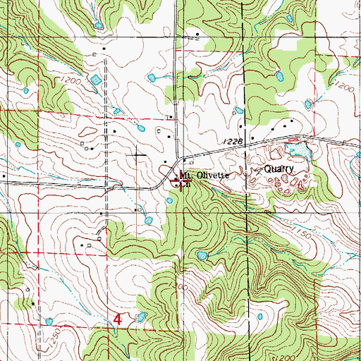 Topographic Map of Mount Olivette Church, MO