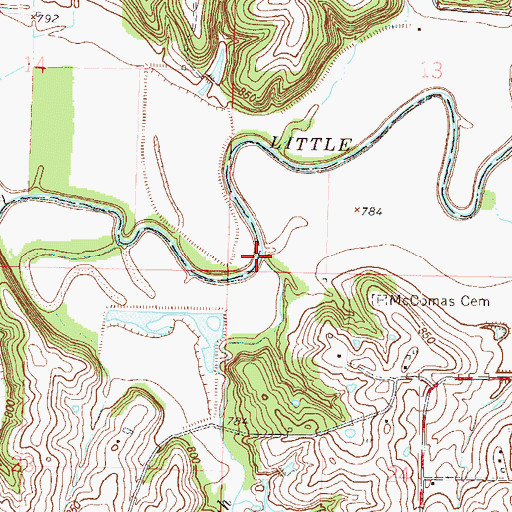 Topographic Map of Muddy Branch, MO
