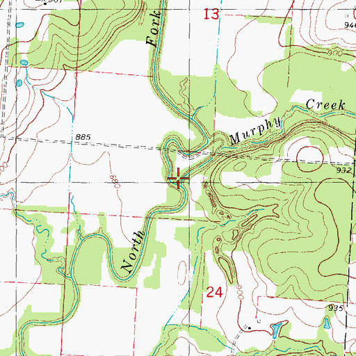 Topographic Map of Murphy Creek, MO