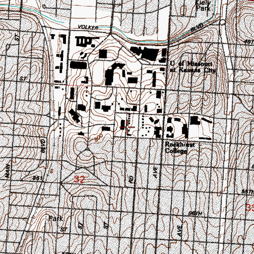 Topographic Map of Nelson School, MO