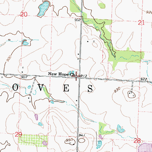 Topographic Map of New Hope Church, MO