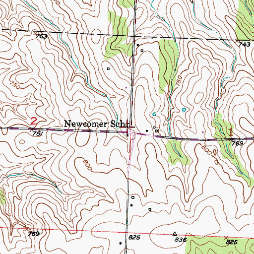 Topographic Map of Newcomer School, MO
