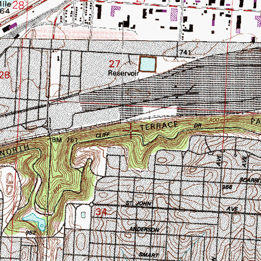 Topographic Map of North Terrace Park, MO