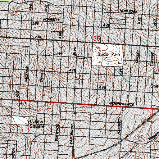 Topographic Map of Northeast High School, MO