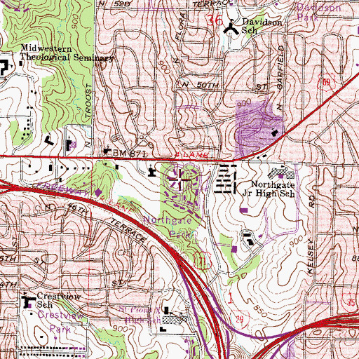 Topographic Map of Northgate Park, MO