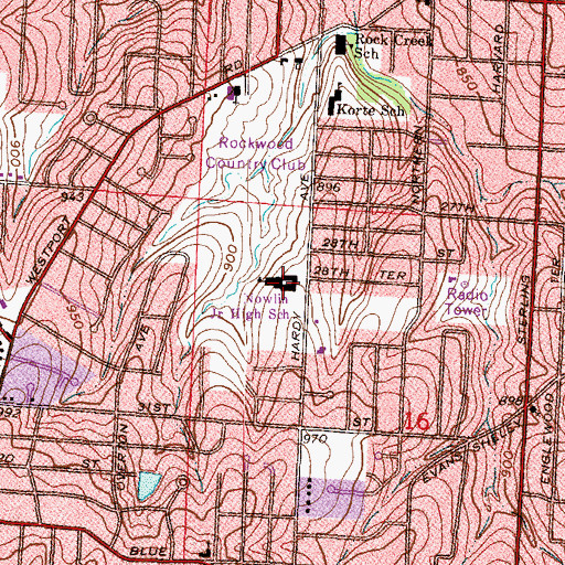 Topographic Map of Nowlin Middle School, MO