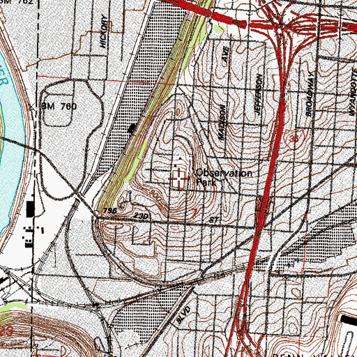 Topographic Map of Observation Park, MO