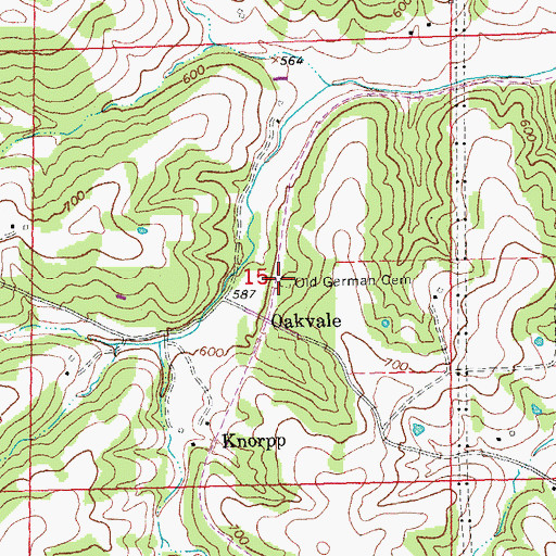 Topographic Map of Old German Cemetery, MO