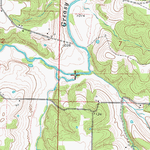 Topographic Map of Opossum Creek, MO