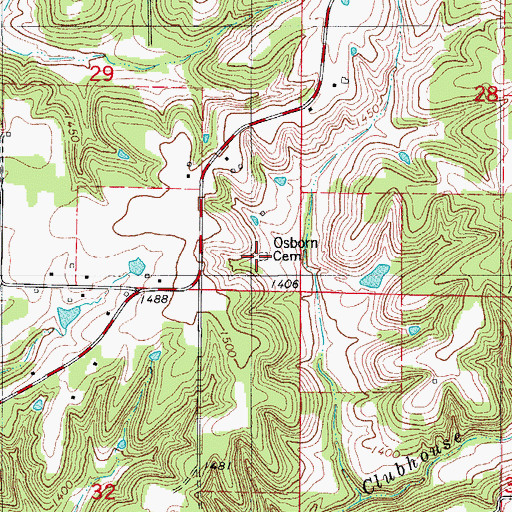Topographic Map of Osborn Cemetery, MO