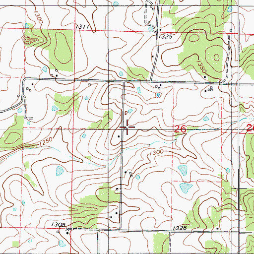 Topographic Map of Pack School, MO