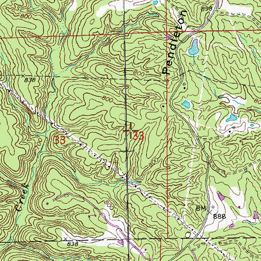 Topographic Map of Pendleton Gore Ridge, MO