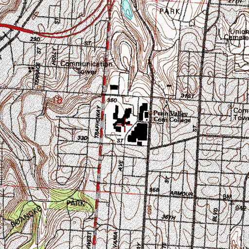 Topographic Map of Penn Valley Junior College, MO