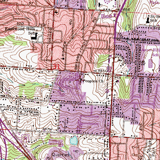 Topographic Map of Peoples Church, MO