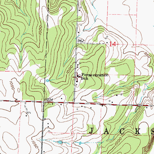 Topographic Map of Perseverance School (historical), MO