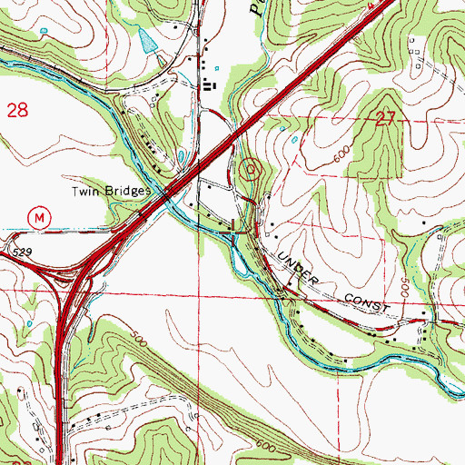 Topographic Map of Pin Oak Creek, MO