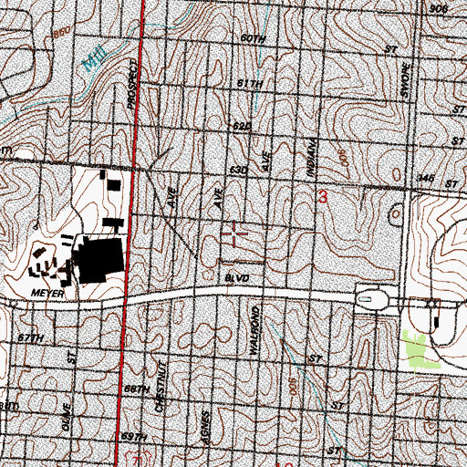 Topographic Map of Pinkerton Elementary School, MO