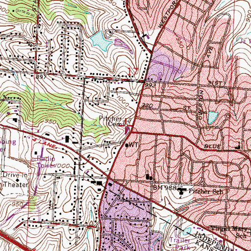 Topographic Map of Pitcher Cemetery, MO