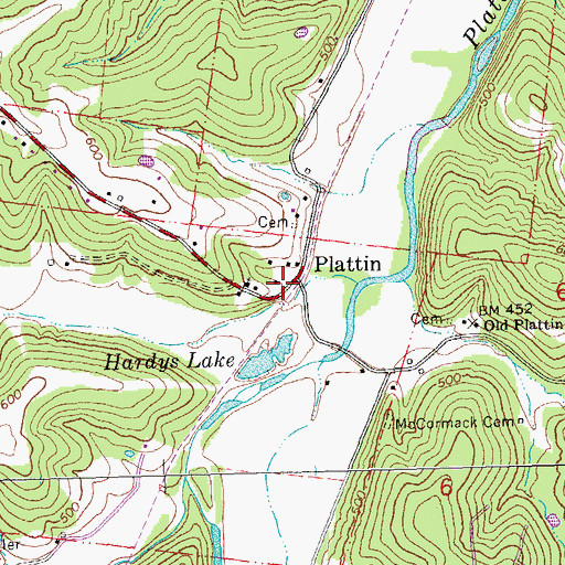 Topographic Map of Plattin, MO