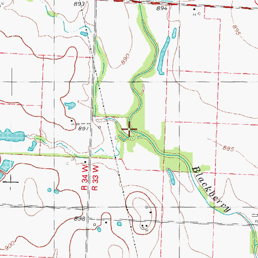 Topographic Map of Pond Creek, MO