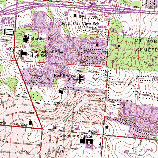 Topographic Map of Red Bridge Elementary School, MO