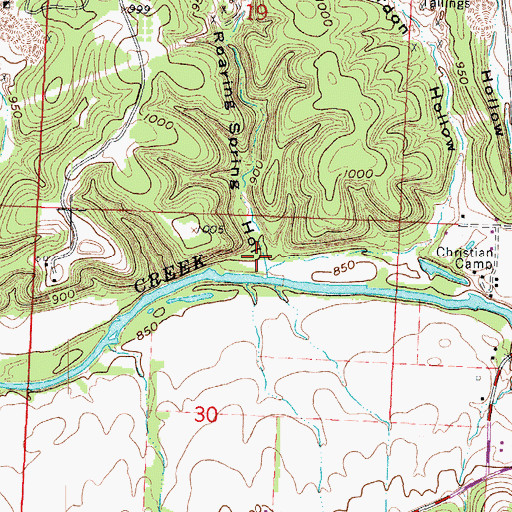 Topographic Map of Roaring Spring Hollow, MO