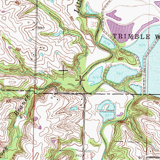 Topographic Map of Rock Branch, MO